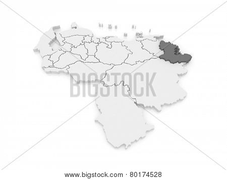 Map of Delta Amacuro. Venezuela. 3d