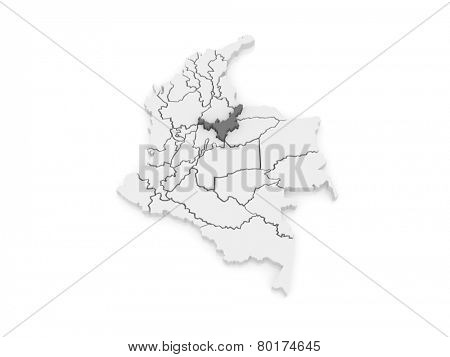 Map of Boyaca. Colombia. 3d
