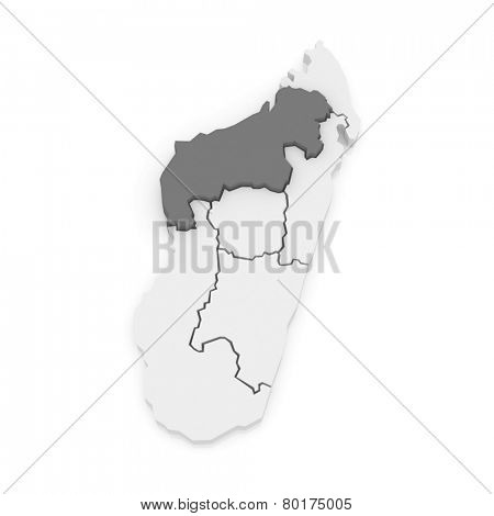 Map of Mahajanga. Madagascar. 3d