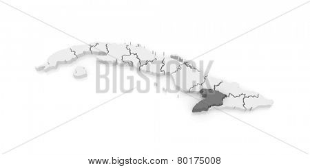 Map of Granma. Cuba. 3d