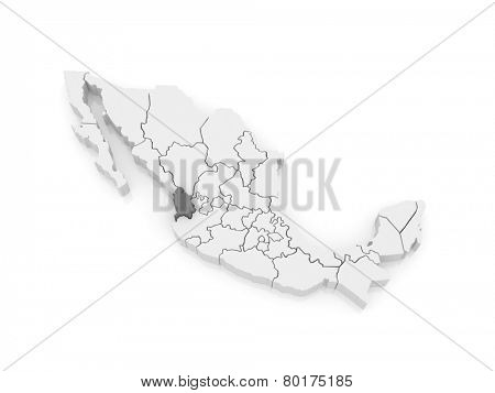 Map of Nayarit. Mexico. 3d