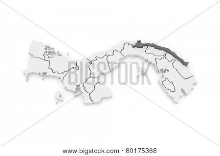 Map of Guna Yala. Panama. 3d
