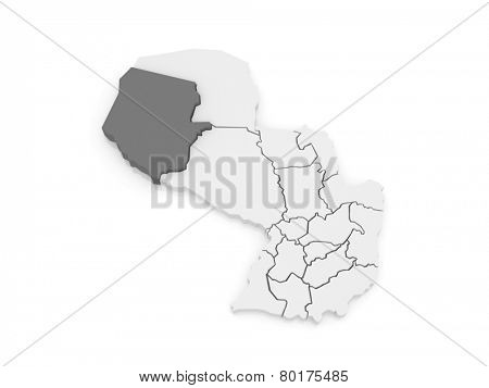 Map of Boqueron. Paraguay. 3d