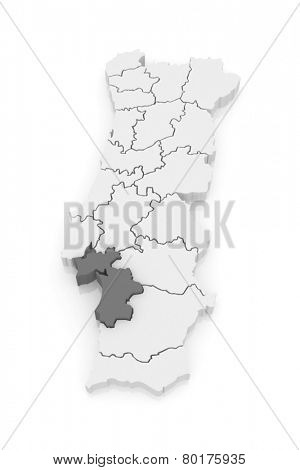 Map of Setubal. Portugal. 3d