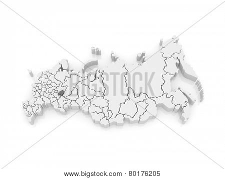 Map of the Russian Federation. Republic of Udmurtia. 3d