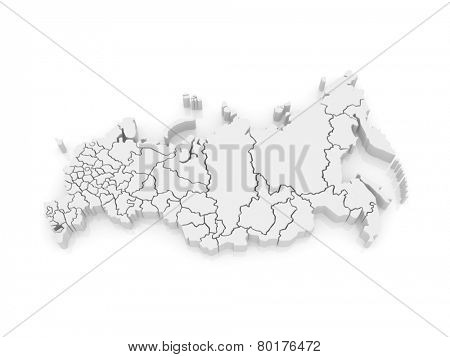 Map of the Russian Federation. Republic of Ingushetia. 3d