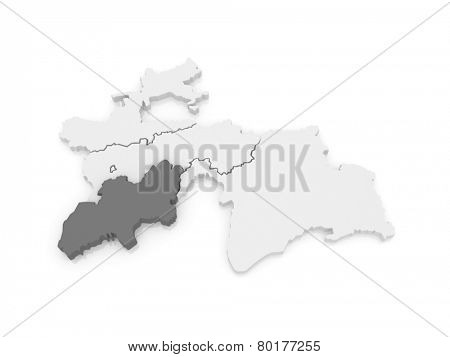 Map of Khatlon. Tajikistan. 3d