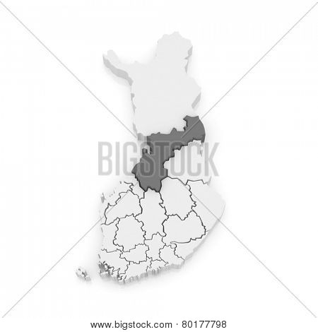 Map of Northern Ostrobothnia. Finland. 3d