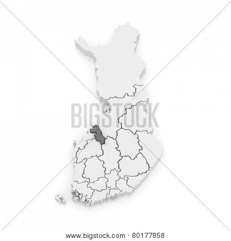 Map of Central Ostrobothnia. Finland. 3d