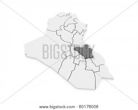 Map of Wasit. Iraq. 3d