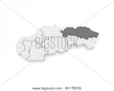 Map of Presov. Slovakia. 3d