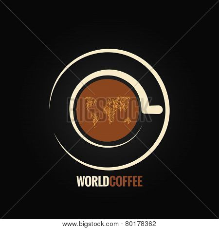coffee cup world map background