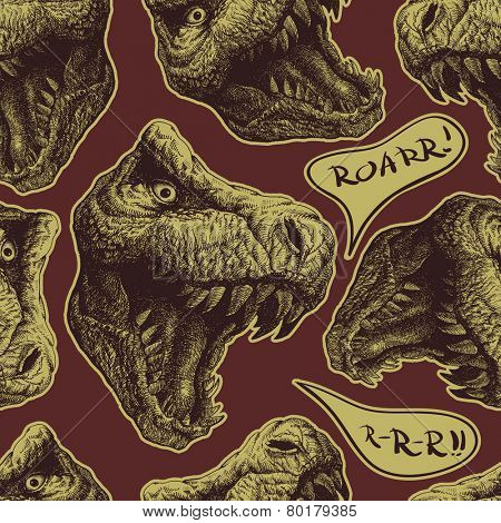 Trex Head. Vector seamless background. 