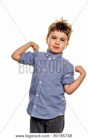 little boy in pose, a symbol of self-esteem, childhood, lightheartedness