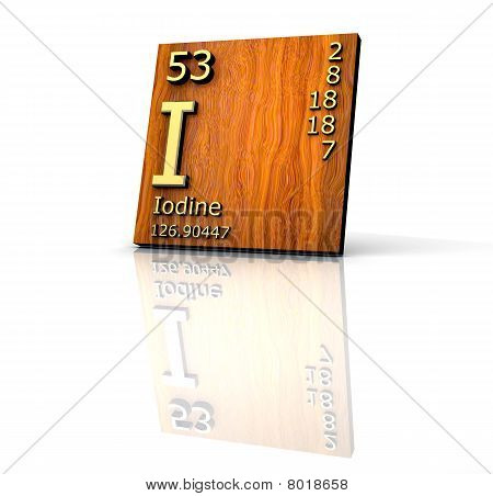 Tabela de iodo forma periódica dos elementos - placa de madeira