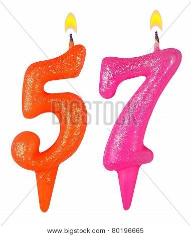 Birthday Candles Number Fifty Seven