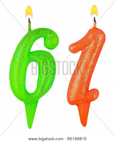 Birthday Candles Number Sixty One