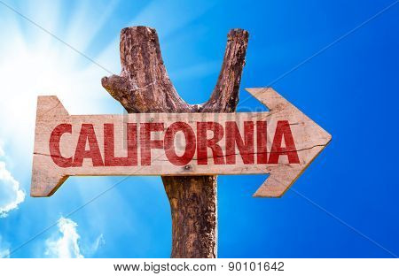 California wooden sign with sky background