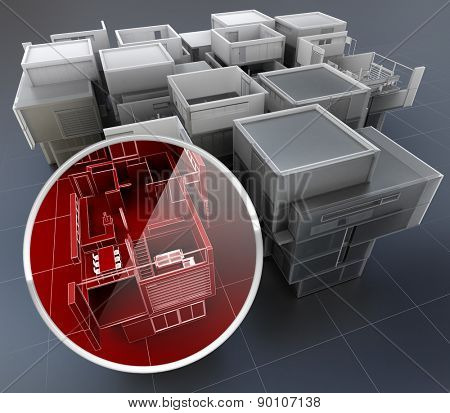 3D rendering of building monitoring concepts