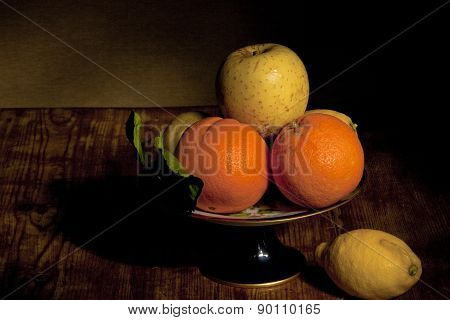 Footed Plate With Fruit