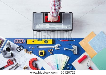 Repairman With Toolbox Home Service