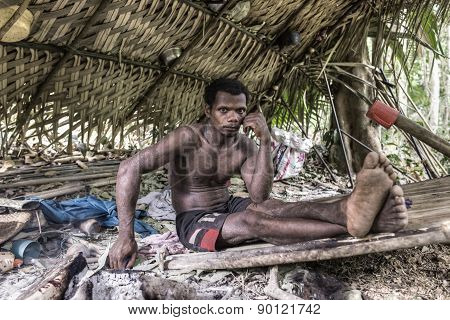 Pattalung, Thailand - Mar 28 , 2015 : The Negrito Of Thailand. They Are A Saa-gai Tribe Who Live Pea