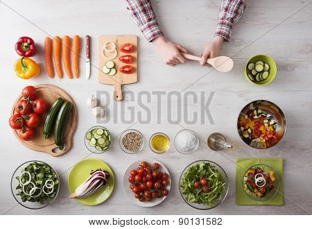 Man Cooking At Home