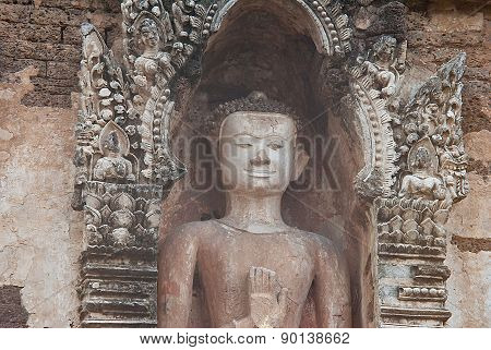 Old Stupa In Jamadevi Temple. Lamphun Thailand.