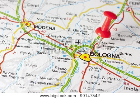 Bologna City On A Road Map