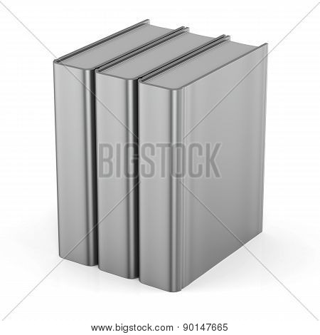 Blank Books Cover Standing 3 Three White Textbook Empty