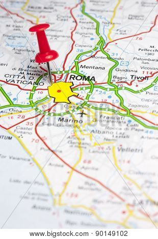 Rome Pinned On A Map Of Europe