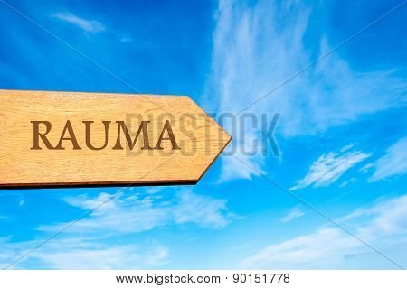 Wooden arrow sign pointing touristic destination