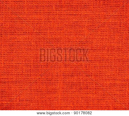 Coquelicot color burlap texture background