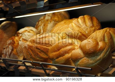 Bread On The Shelf In Bakery