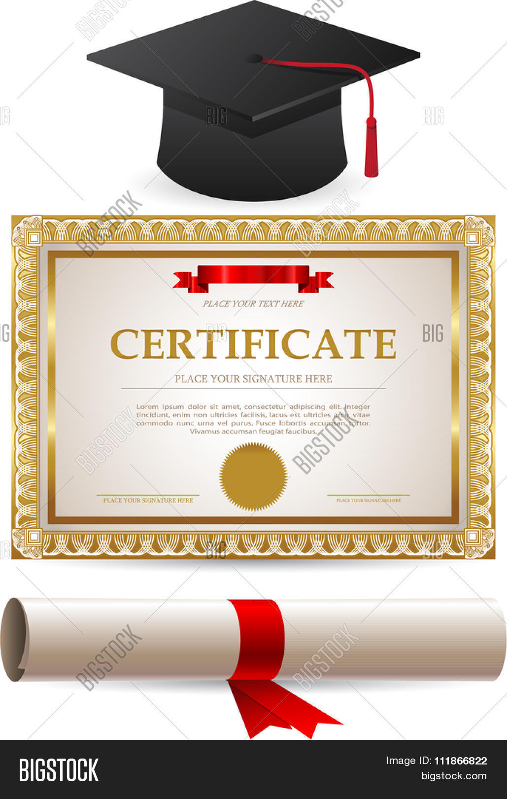Diploma Gold Vector & Photo (Free Trial) | Bigstock