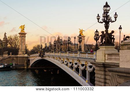 The Bridge  Alexandre Iii, Paris, France.