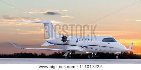 Private jet at the airport ready for take off