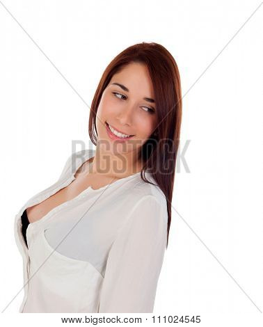 Cool young girl with a nice profile isolated on white background