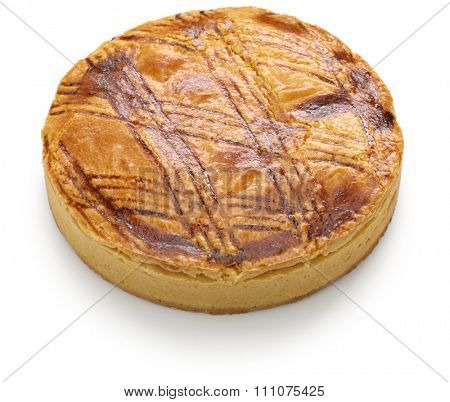 homemade gateau basque isolated on white background
