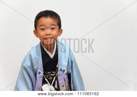 Japanese boy selebrating Seven Five Three (7-5-3) festival (5 years old)