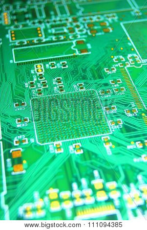 Printed circuit board green electronic background