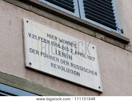 Memorial Plate On The Facade Of The Spiegelgasse 14 House