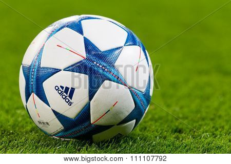 Champions League Football Balls In The Field Before The Match Of The Champions League  Bayer 04 Leve