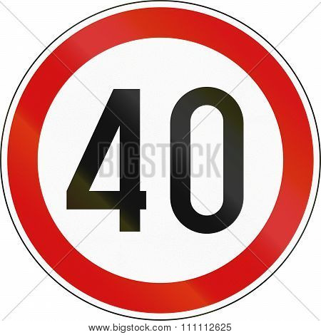 Road Sign In Slovenia - 40 Kph Speed Limit Sign In Slovenia