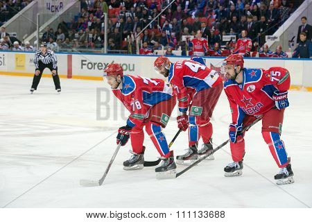 MOSCOW - MARCH 19, 2015: Maxim Mamin (78) in action on hockey game Yokerit vs CSKA on Russia KHL championship in the sports complex CSKA Moscow, Russia. CSKA won 4: 2