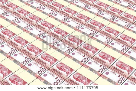 Serbian dinar bills stacks background. Computer generated 3D photo rendering.