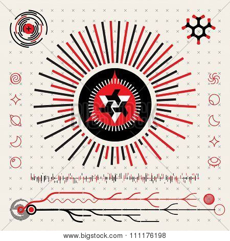 Abstract Futuristic Techno Alien Logo Symbols. Hud Icons  Set