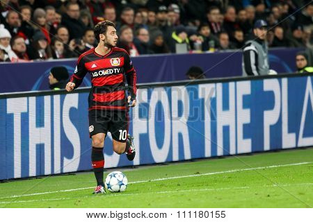 Hakan Calhanoglu During The Uefa Champions League Game Between Bayer 04 Leverkusen Vs Barcelona At B