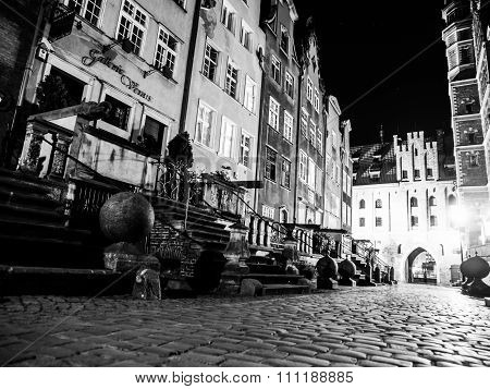 Mariacka street by night in Old Town of Gdansk