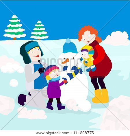Family in winter
